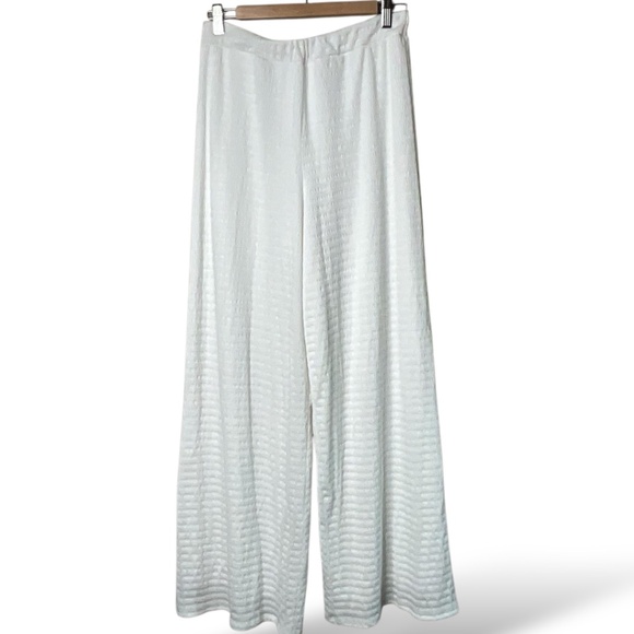 LULUS Blissful Beginnings White Poly Spandex Fully Lined Wide Leg Pants US Sz M - Picture 3 of 10